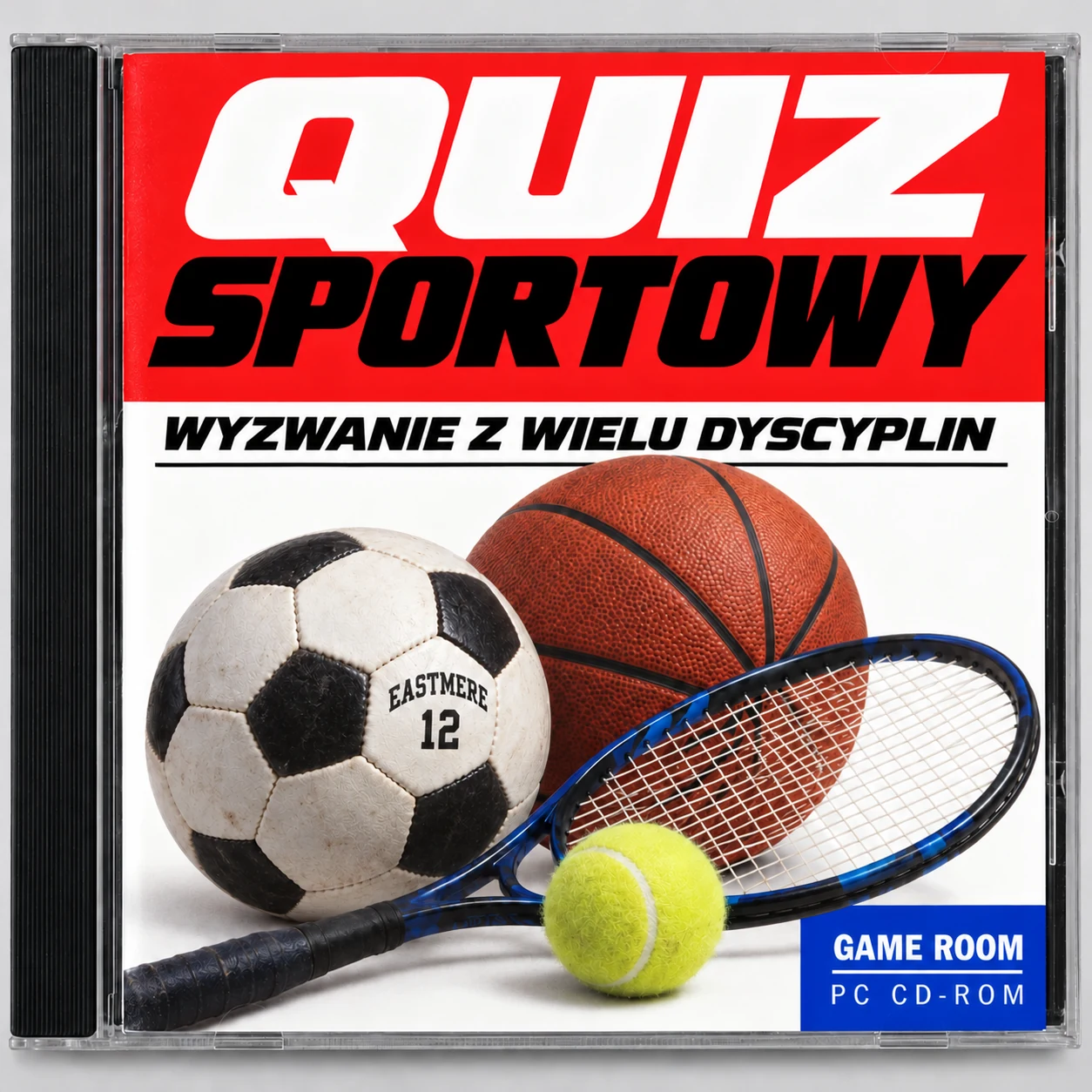 Okładka płyty CD gry Quiz sportowy w stylu retro