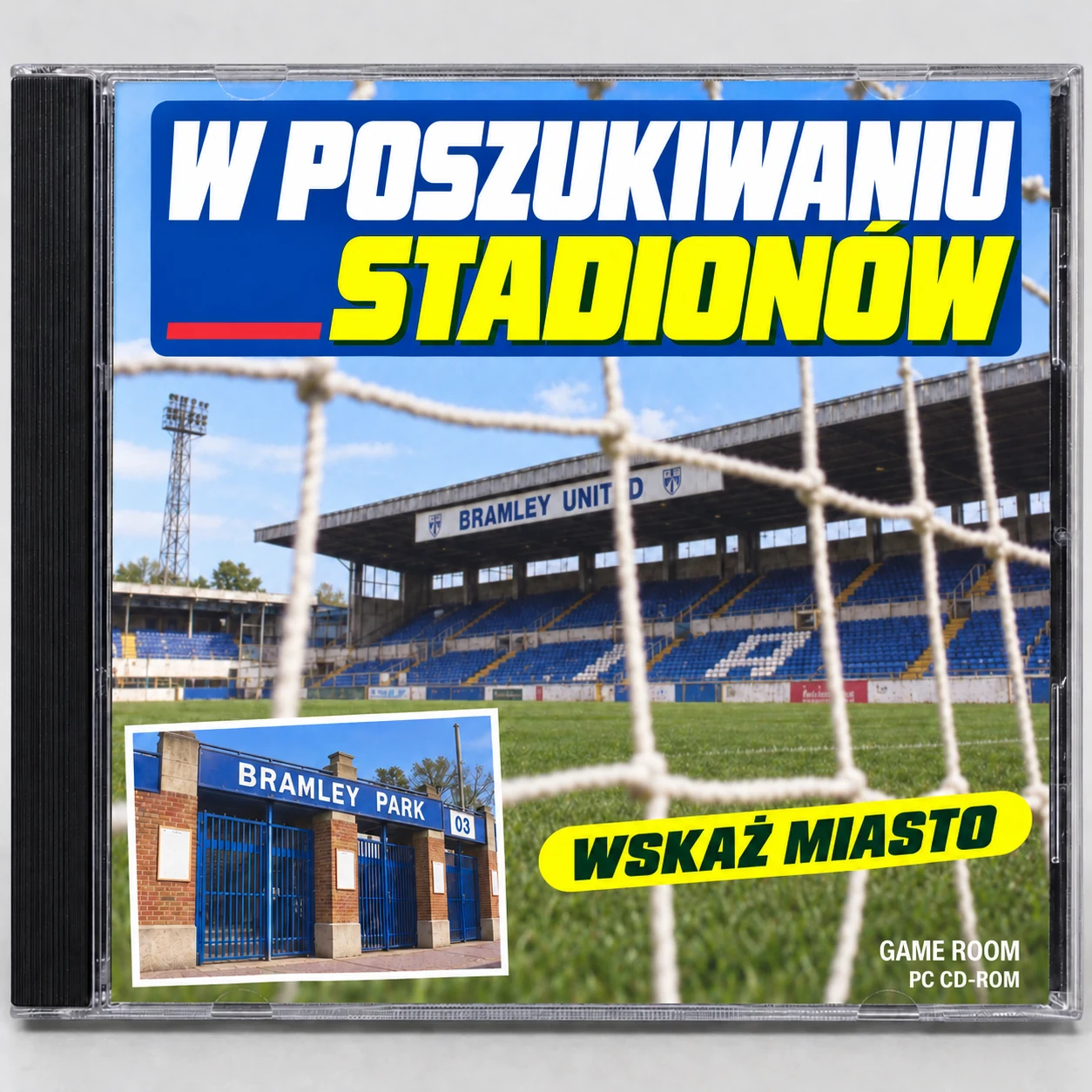 Okładka płyty CD gry W poszukiwaniu stadionów w stylu retro