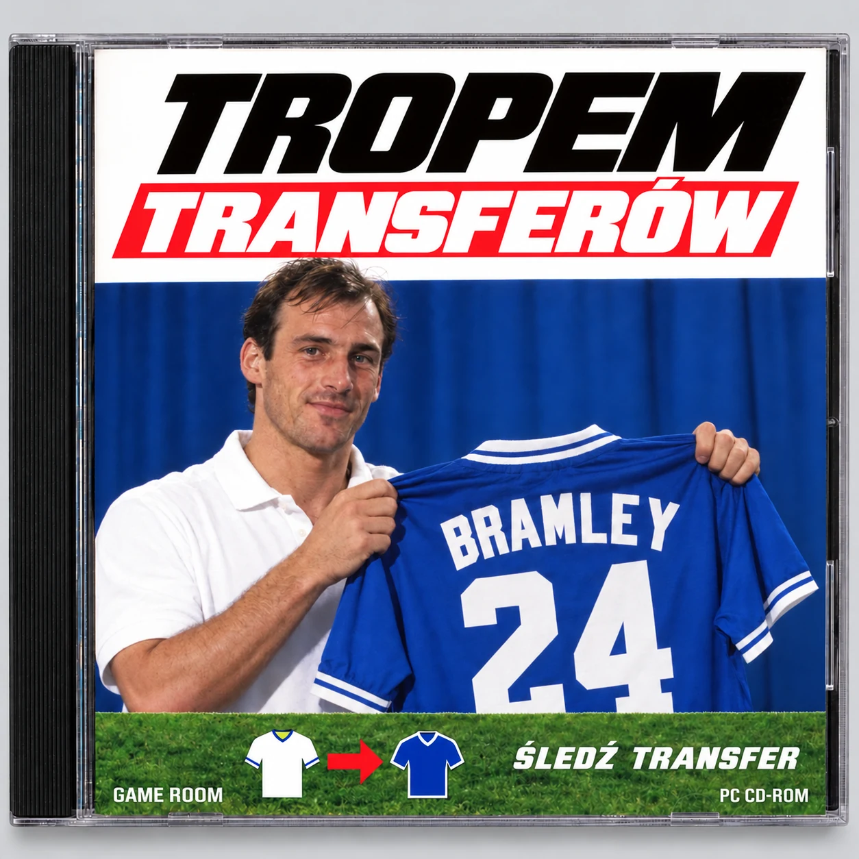 Okładka płyty CD gry Tropem transferów w stylu retro